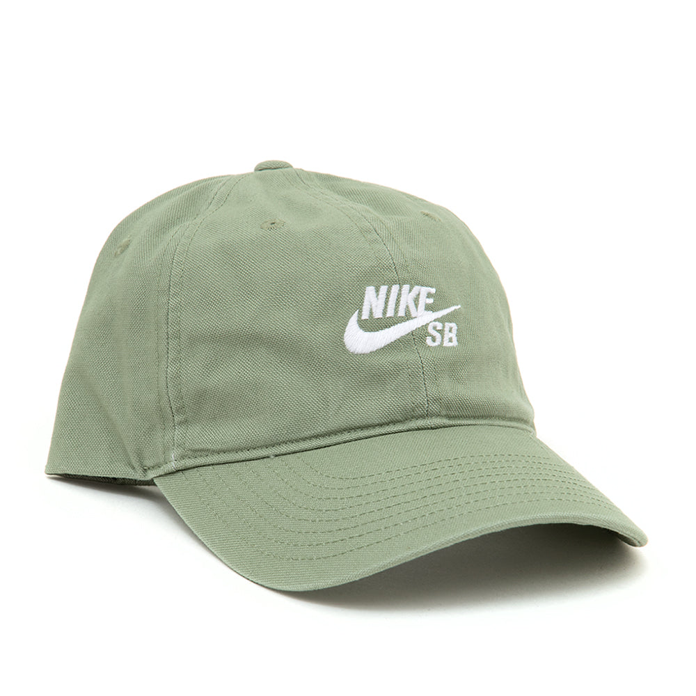 Unstructured 6 Panel Skate Strapback Cap Oil Green White Uprise Skateshop