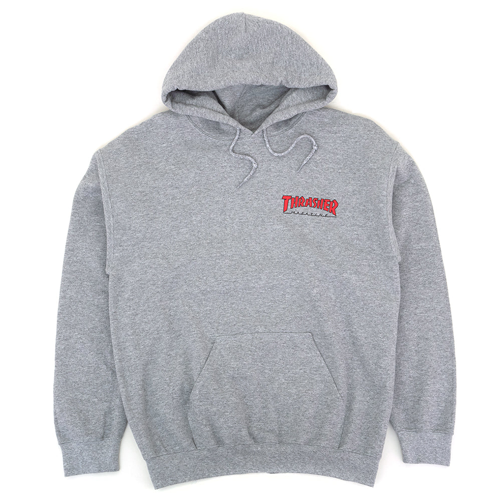 Outlined Chest Logo Hooded Sweatshirt (Gray)