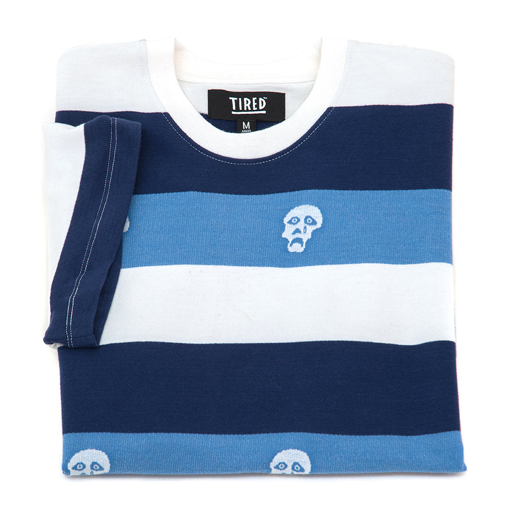 Sad Skull Striped Jacquard S/S T-Shirt (Navy)