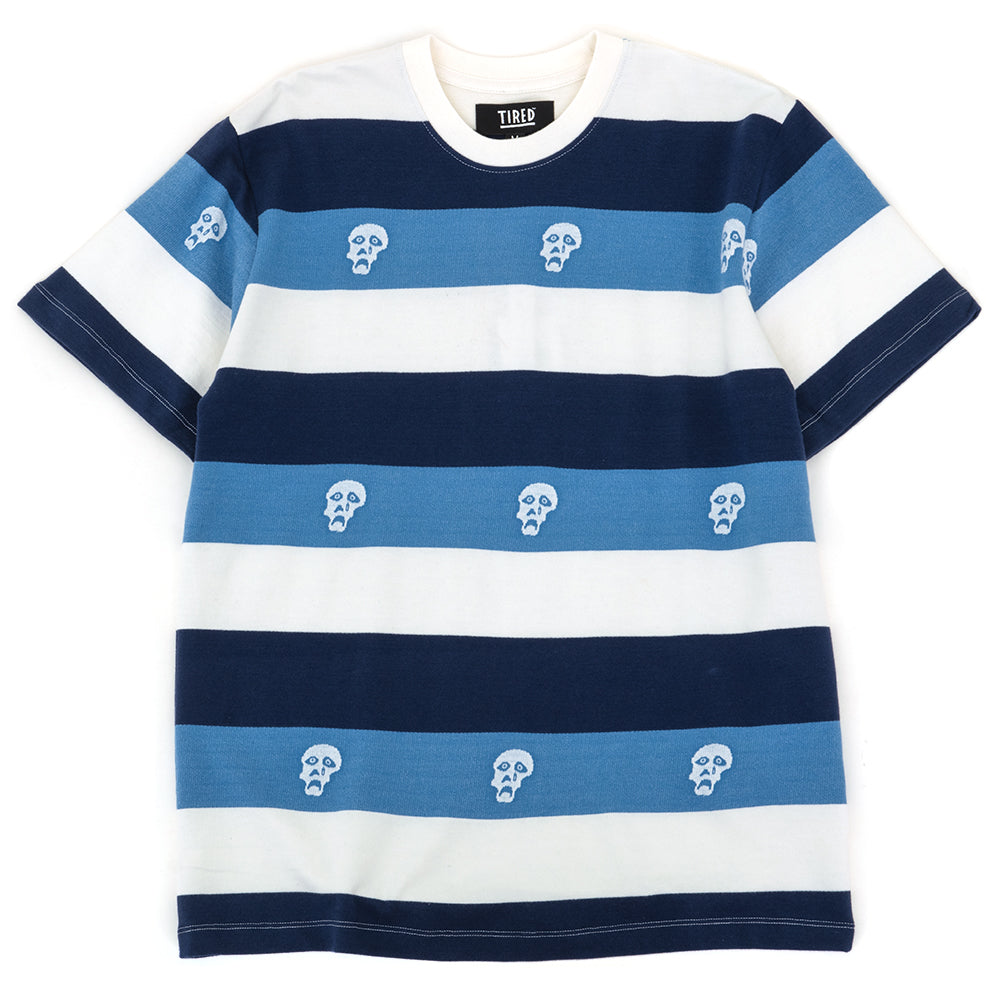 Sad Skull Striped Jacquard S/S T-Shirt (Navy)