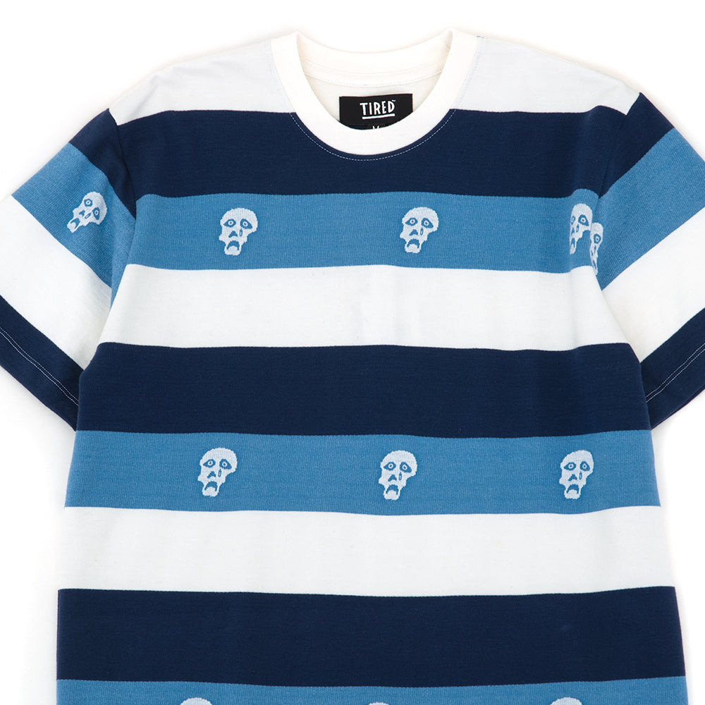 Sad Skull Striped Jacquard S/S T-Shirt (Navy)