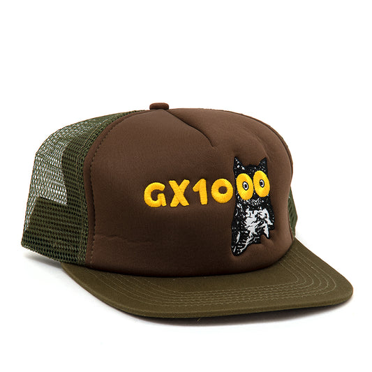 Owl 5-Panel Trucker Snapback Hat (Brown / Green)