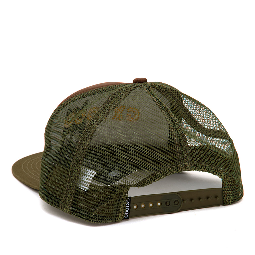 Owl 5-Panel Trucker Snapback Hat (Brown / Green)