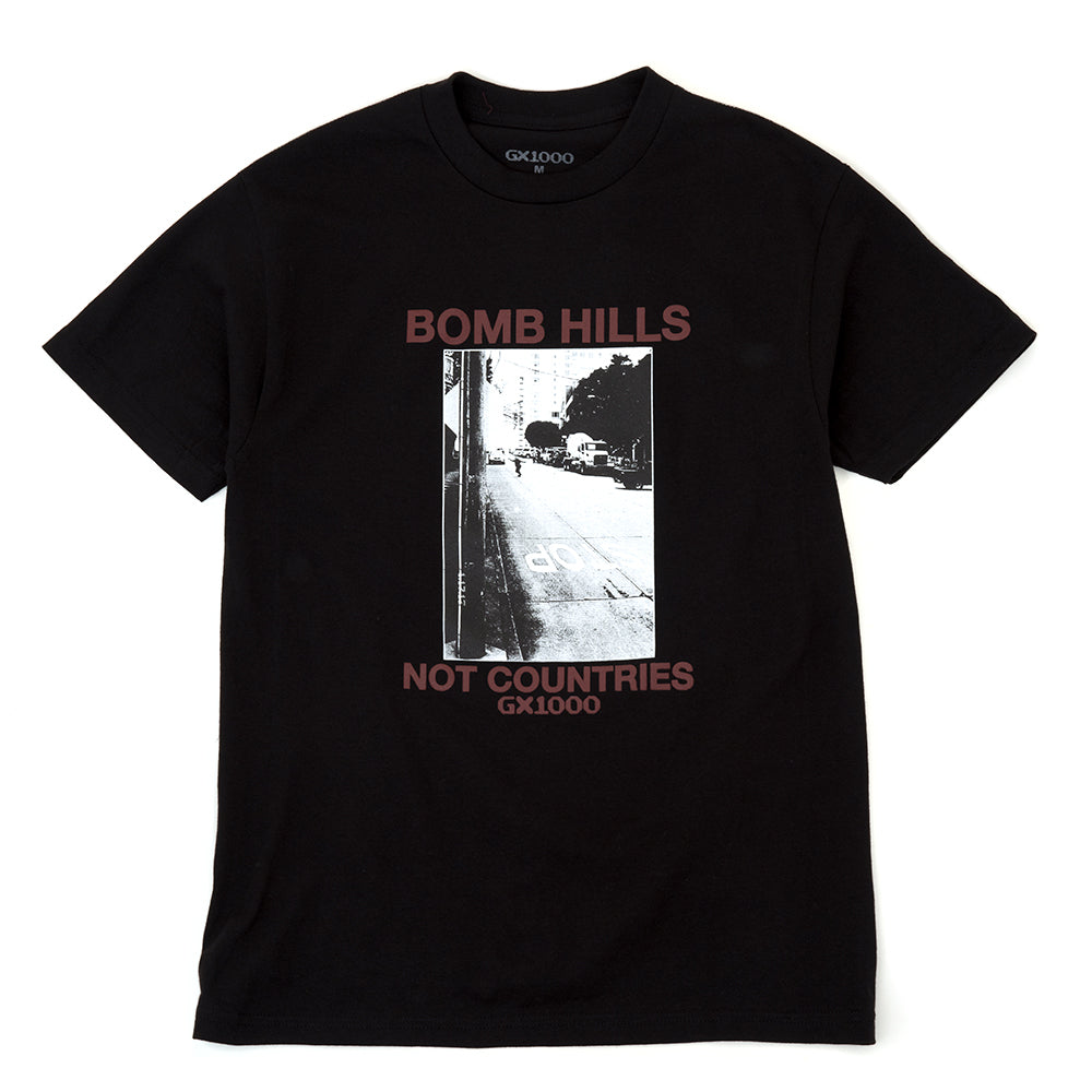 Bomb Hills Not Countries S/S T-Shirt (Black / Burgundy)