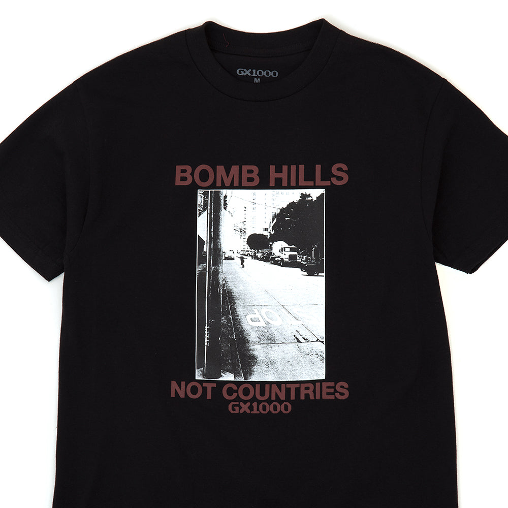 Bomb Hills Not Countries S/S T-Shirt (Black / Burgundy)