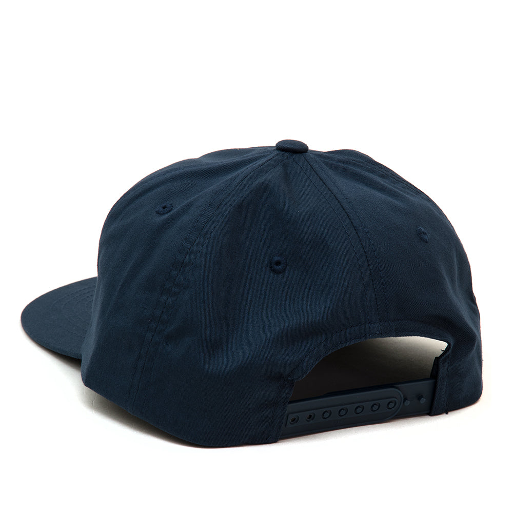 Checkered Oval Snapback Hat (Navy)