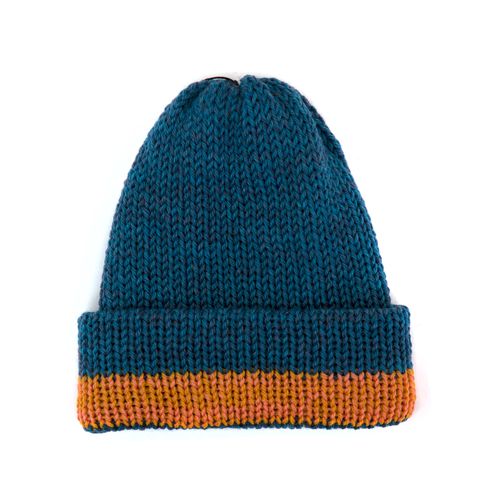 Short Stack Beanie (Baltic Blue Heather/Apricot Fade)
