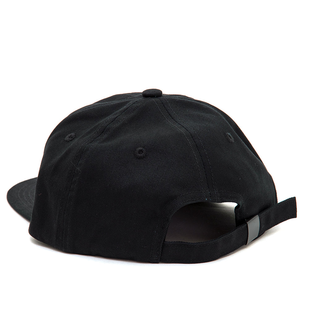 Single Skull Applique 6-Panel Snapback (Black)