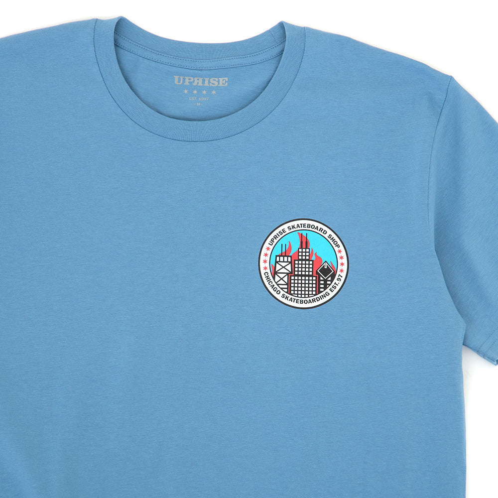Flaming City Seal T-shirt (Chicago Blue)