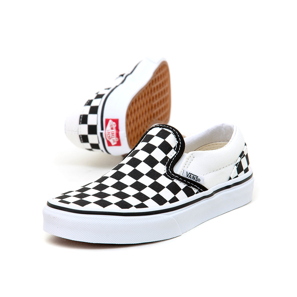 Kids Classic Slip-On (CheckerBoard) Black / True White VBU