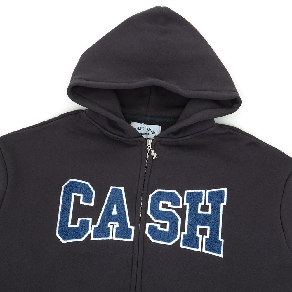 Campus Zip-Thru Hooded Sweatshirt (Black) (S)