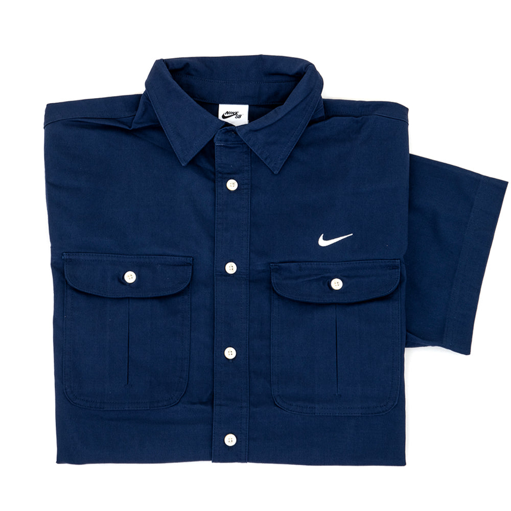 Skate Short-Sleeve Woven Button Up (Midnight Navy / Coconut Milk)