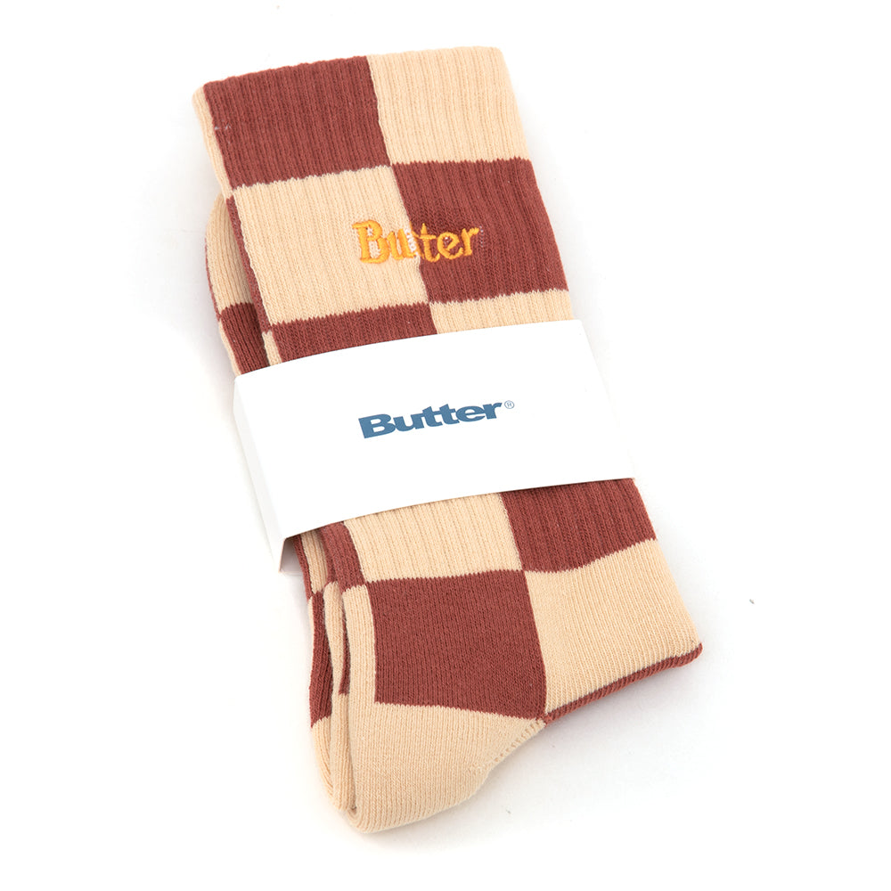 Checkered Sock (Redwood / Tan)