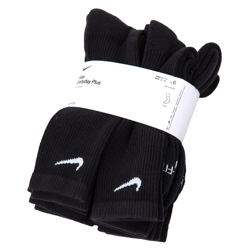 Everyday Plus Cushioned Training Crew Sock 6 Pack (Black / White)