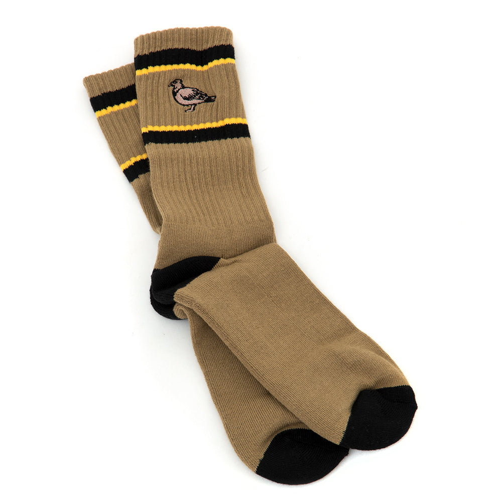 Basic Pigeon Embroidered Crew Sock (Lt. Khaki)