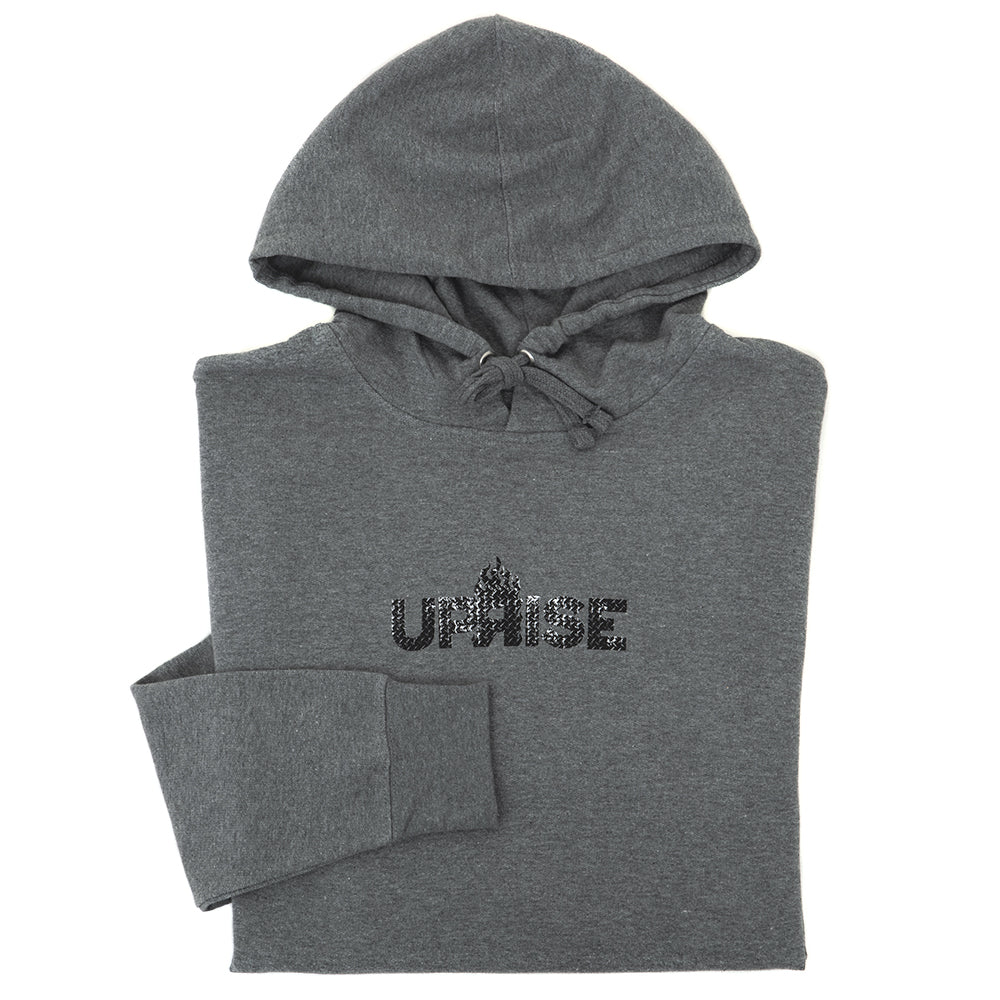 Diamond Plate Flame Logo Midweight Hoody (Gunmetal Heather) (S)