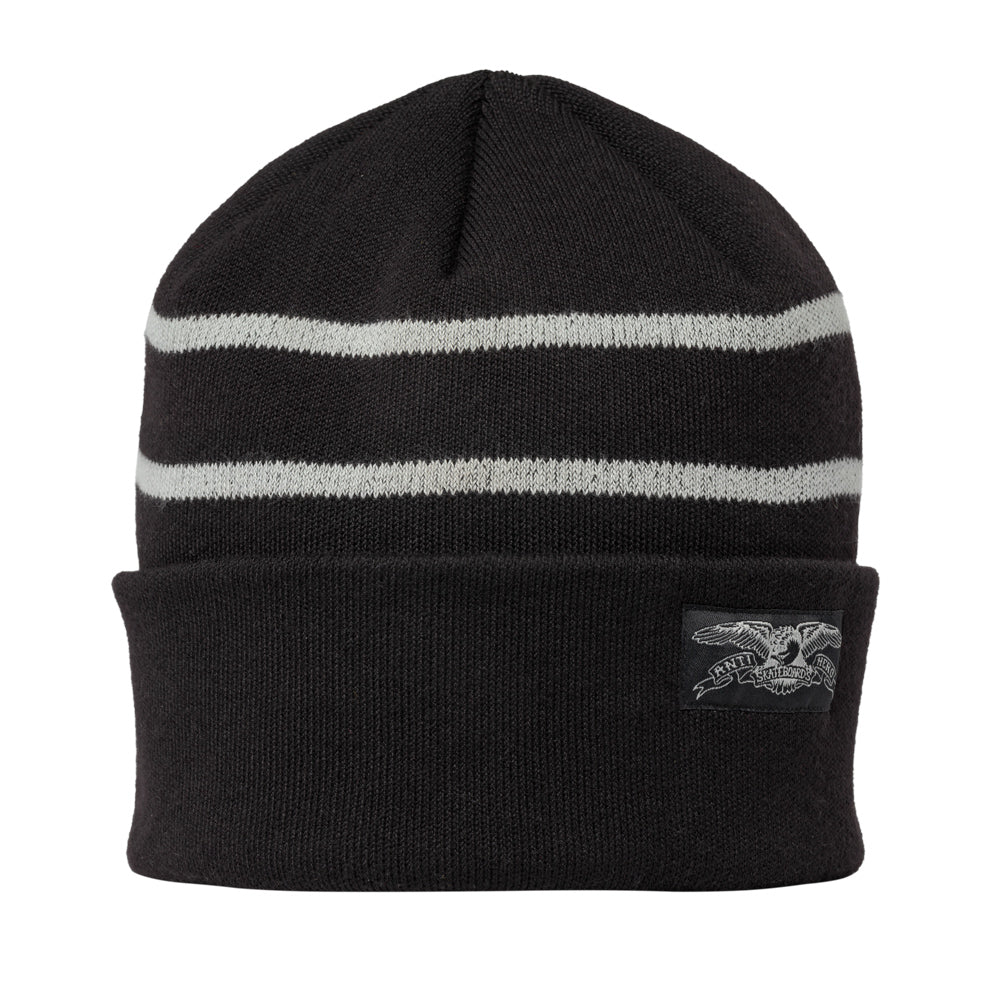 Stock Eagle Label Stripe Cuff Beanie (Black / Grey)