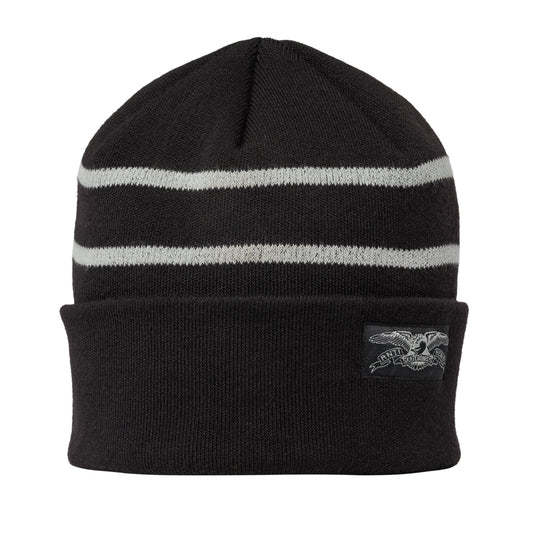Stock Eagle Label Stripe Cuff Beanie (Black / Grey)