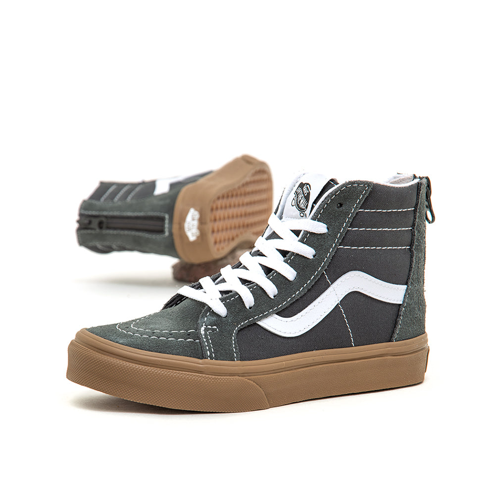 Youth Sk8-Hi Zip (Gum Grey / True White) VBU