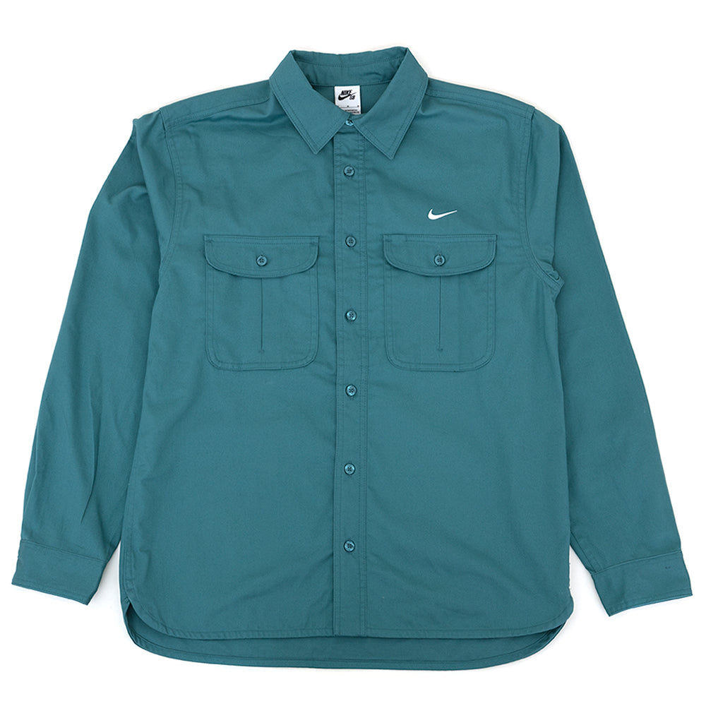 Woven Skate Long-Sleeve Button Up (Mineral Teal)