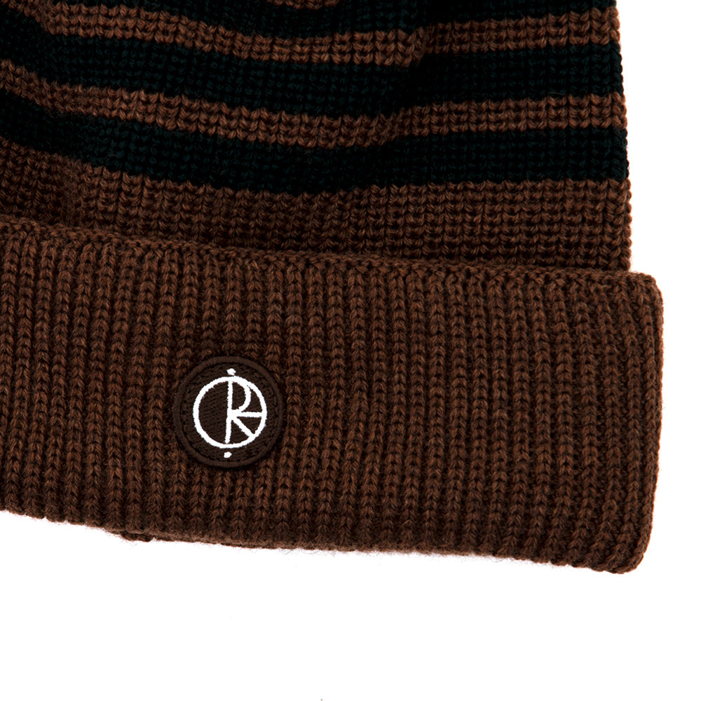 Stripe Merino Beanie (Brass / Dark Green) (S)