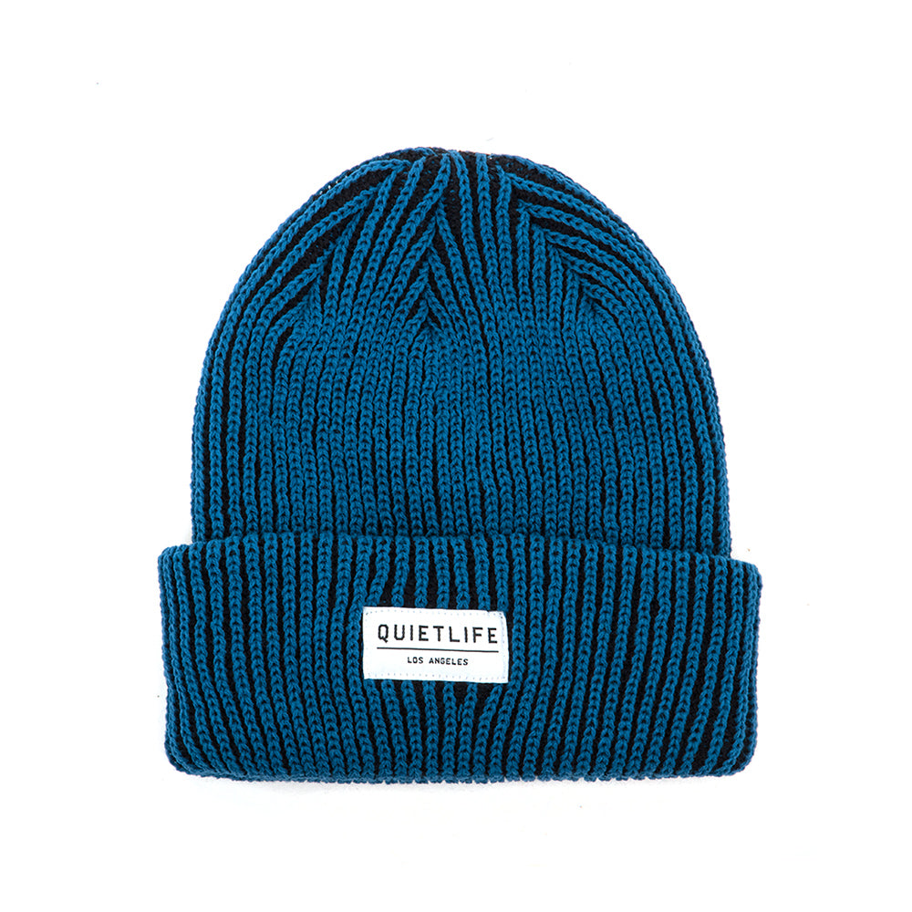 Vertical Stripe Beanie (Blue / Black)