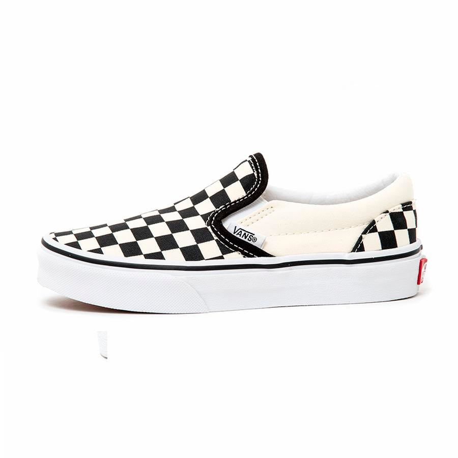 Kids Classic Slip-On (CheckerBoard) Black / White VBU