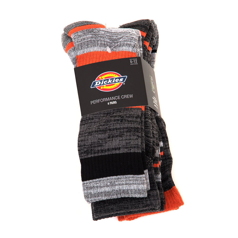 4-Pack Striped Crew Socks (Graphite / Black / Orange)
