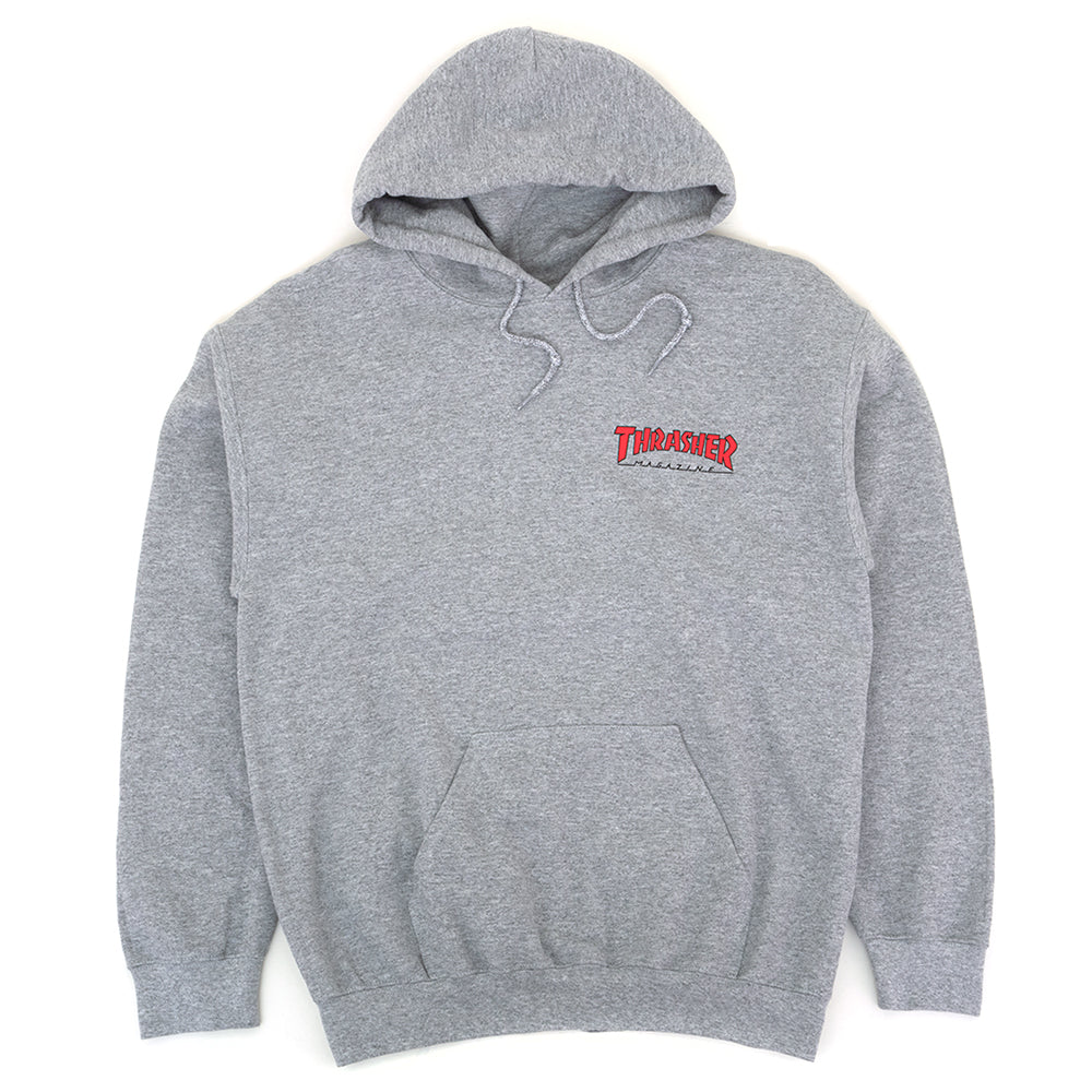 Outlined Chest Logo Hooded Sweatshirt (Gray)