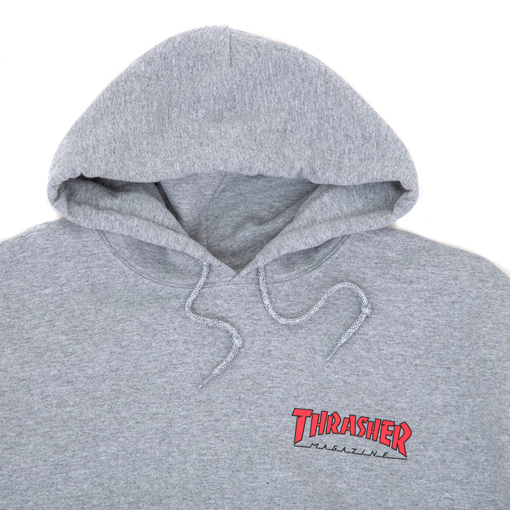 Outlined Chest Logo Hooded Sweatshirt (Gray)