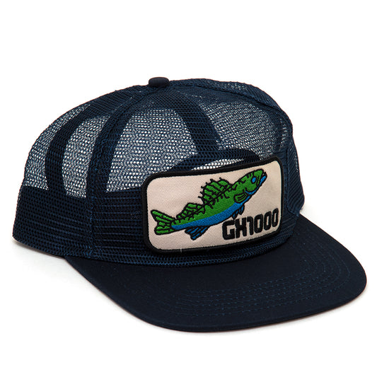 Walleye 5-Panel Snapback Mesh Trucker Hat (Navy)