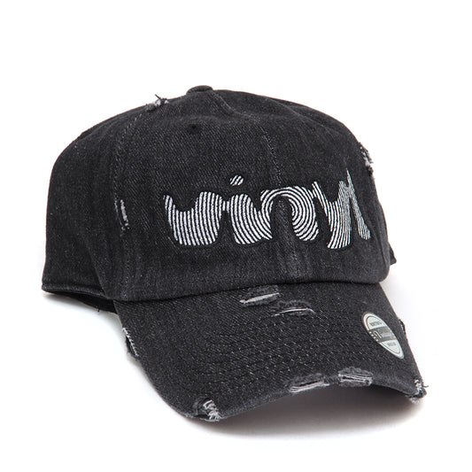 Vinyl Spiral Logo Strapback Hat (Washed Black Denim)