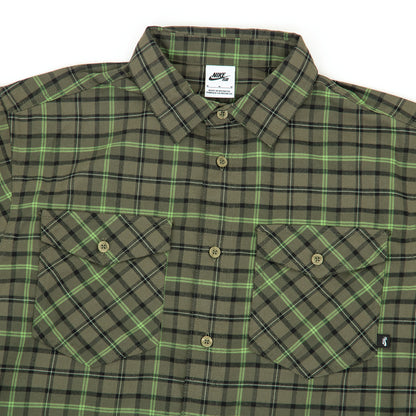 Long-Sleeve Flannel Skate Button-Up Shirt (Medium Olive / Cargo Khaki)