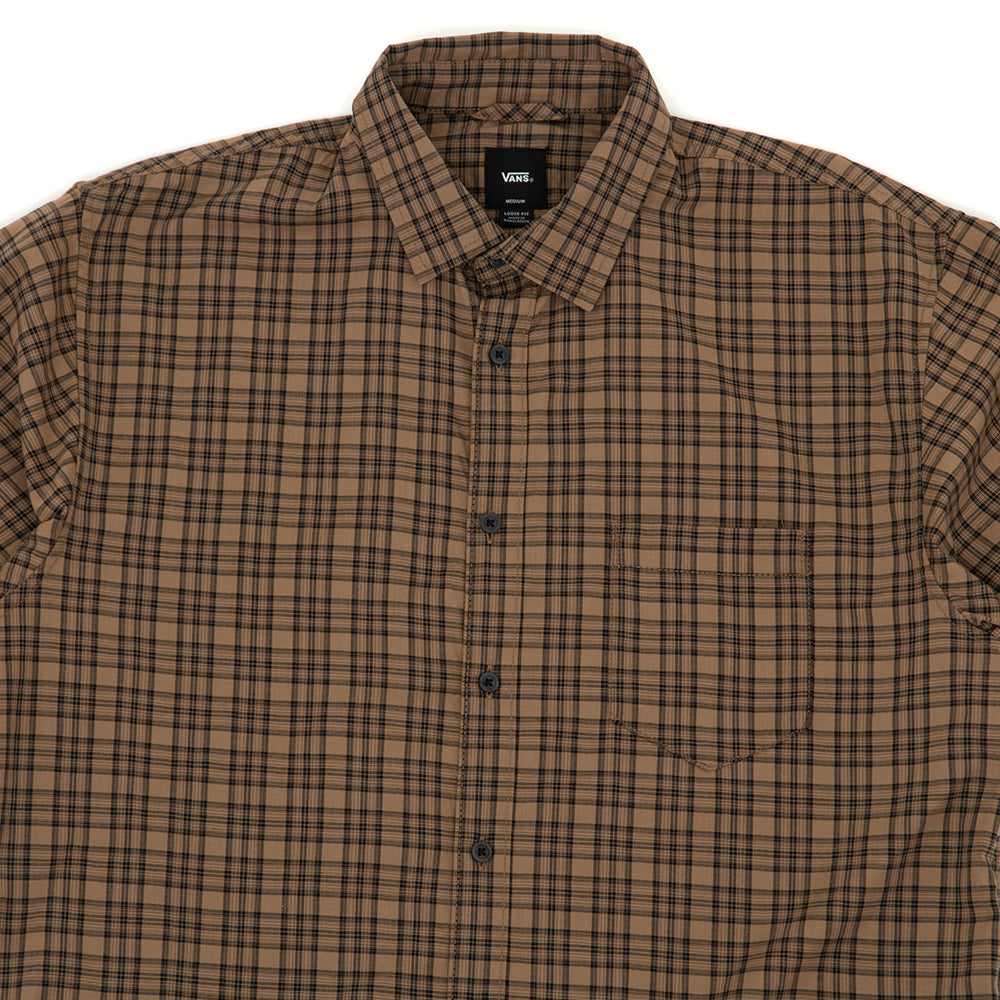 Wilshire Mini Plaid S/S Woven Buttondown Shirt (Dirt / Black) VBU