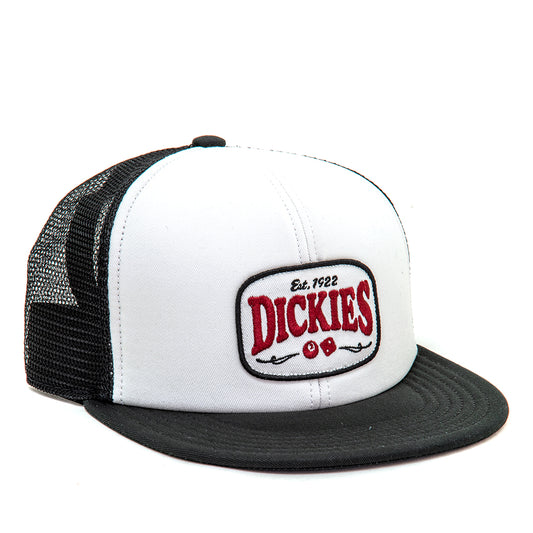 Woven Trucker Snapback Hat (White / Black)