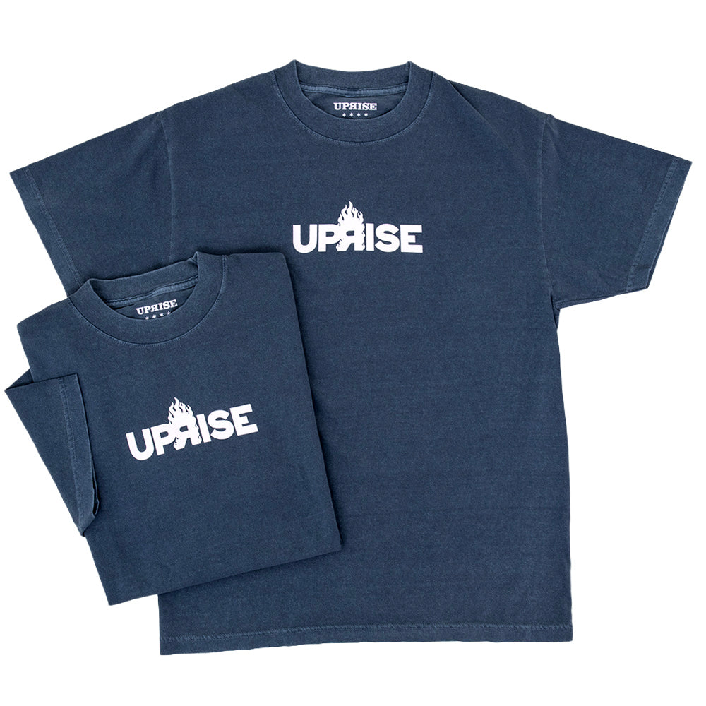 Flame Logo T-shirt (Faded Navy) – Uprise Skateshop