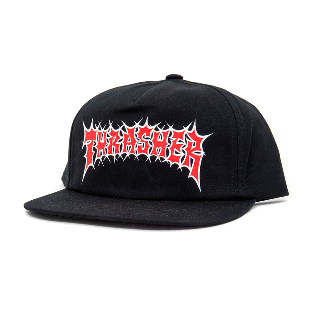 Spikey 5 Panel Snapback Hat (Black)