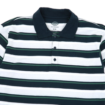Knit S/S Stripe Polo Shirt (White / Navy / Green)