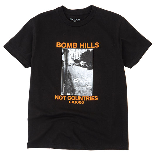 Bomb Hills Not Countries T-Shirt (Black / Orange)