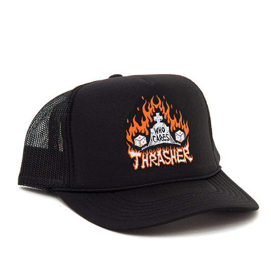 Who Cares 5-Panel Snapback Trucker Hat (Black)