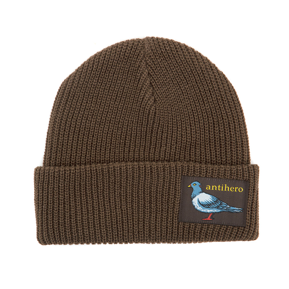 Lil Pigeon Label Cuff Beanie (Brown / Gold)