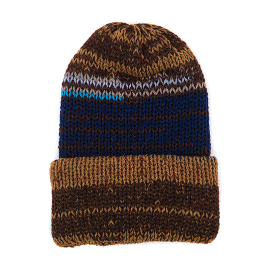 O.G. Fold Beanie (Dark Brown / Tan / Blue)