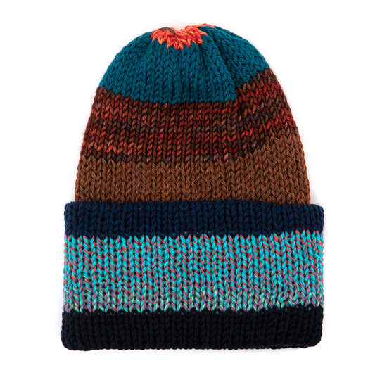 O.G. Fold Beanie (Orange / Teal / Brown)