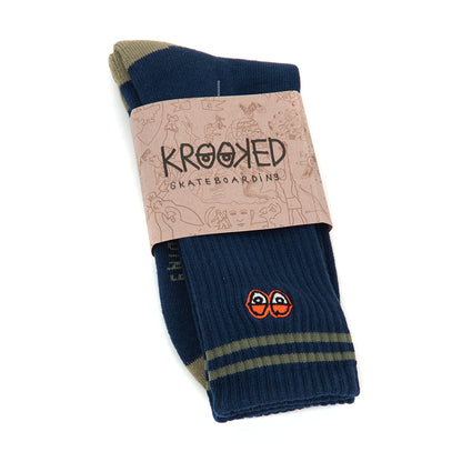 Eyes EMB Sock (Navy / Olive / Orange)