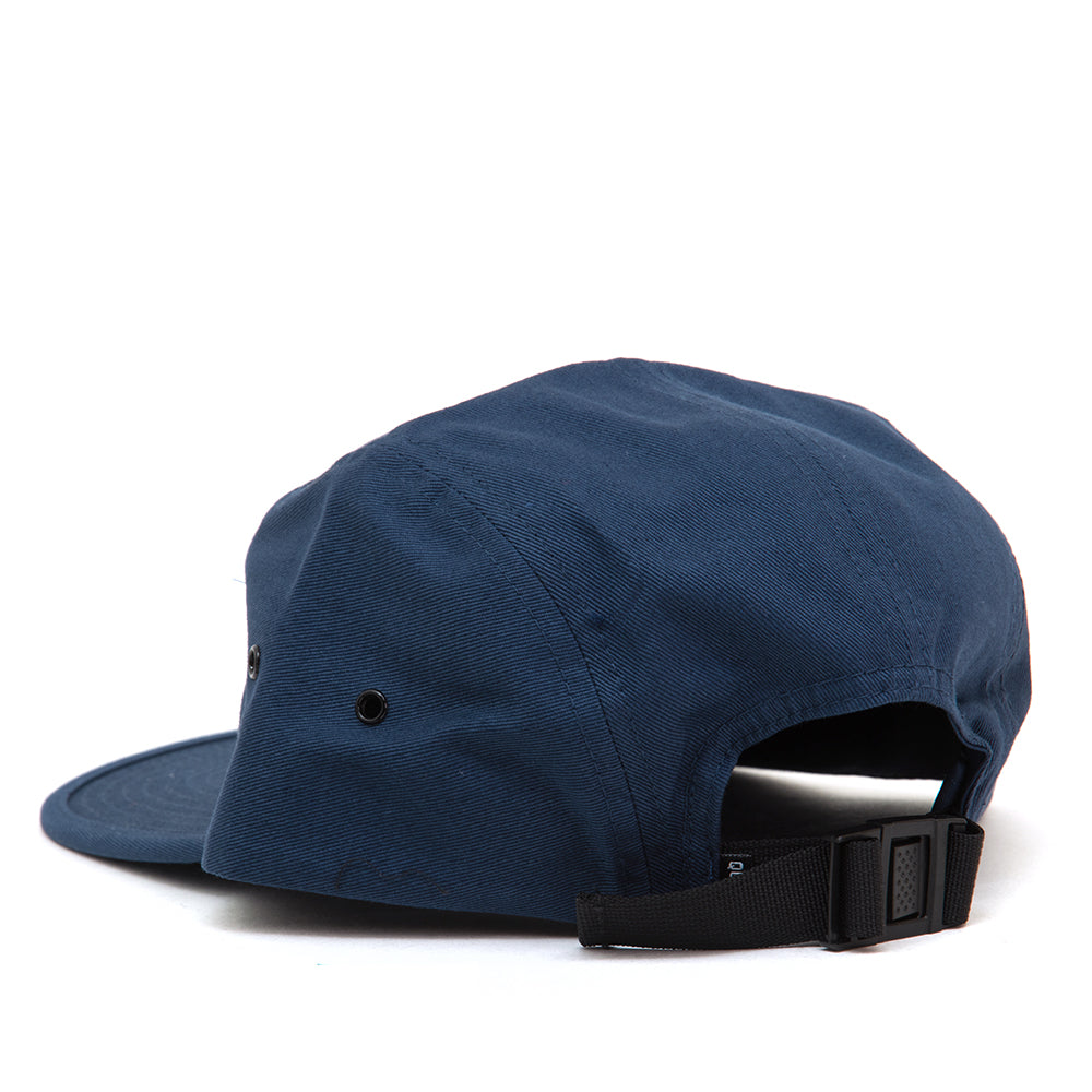 Quiet Big Text 5 Panel Camper Strapback Hat (Navy)