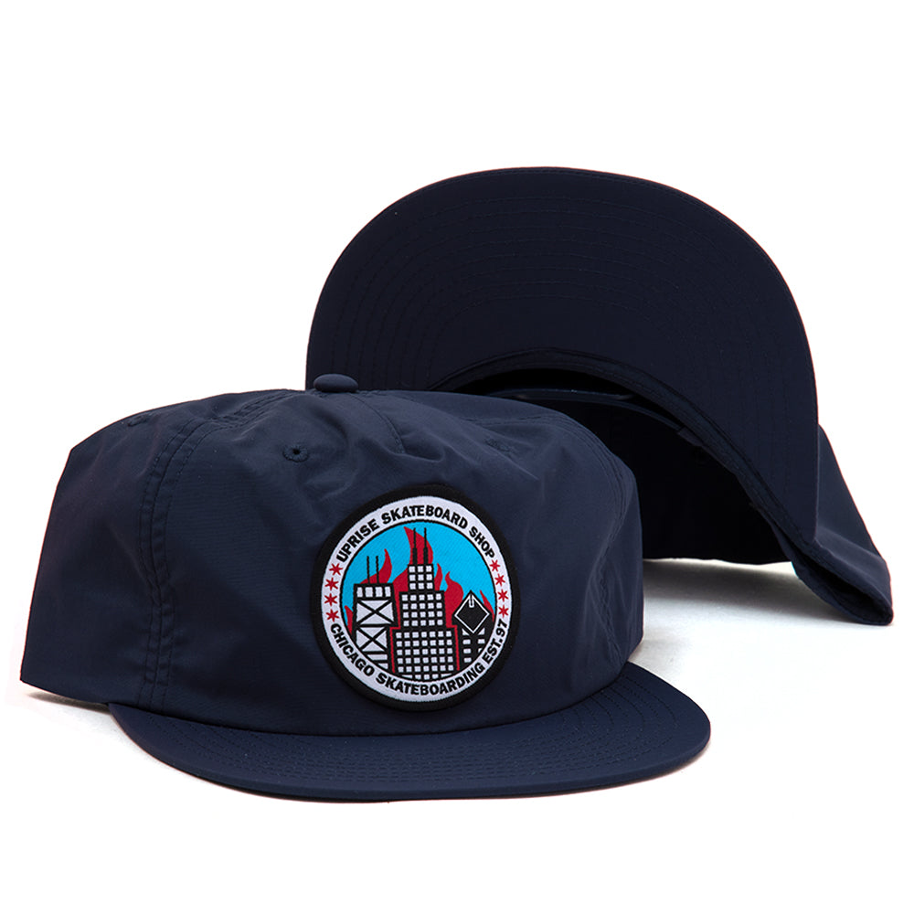 City Seal Nylon Snapback (Deep Blue / Flames)