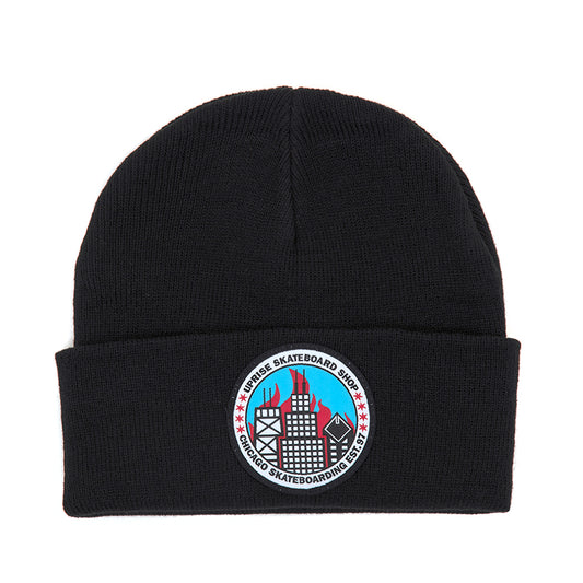 City Seal Cuffed Beanie (Black / Flames)