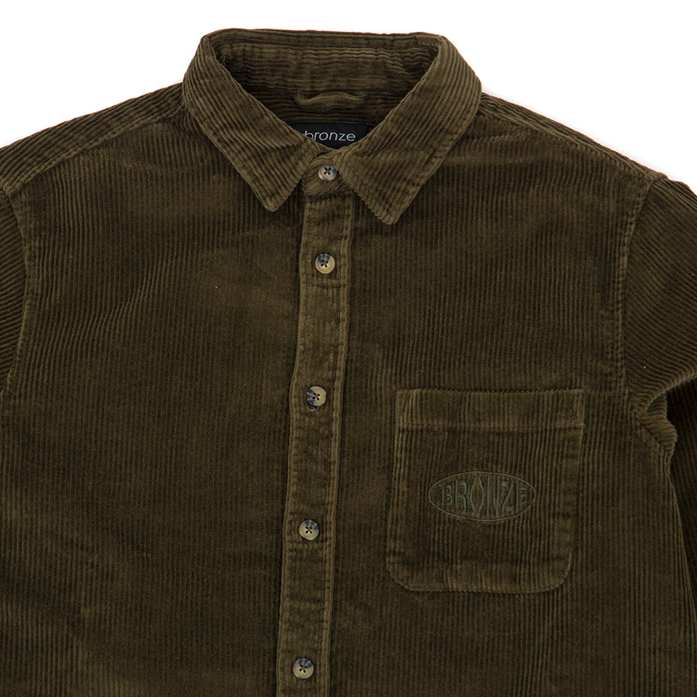 Corduroy Button Up Jacket (Olive)