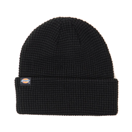 Waffle Knit Cuff Beanie (Black)