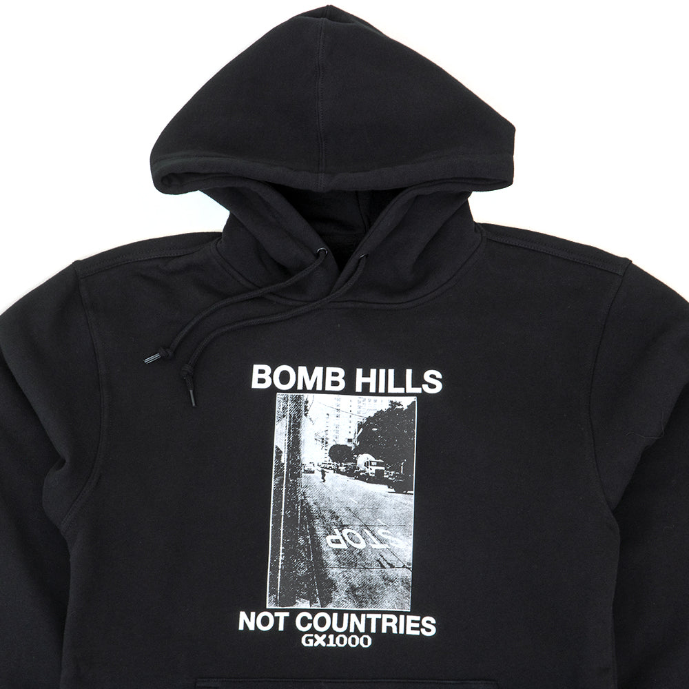 Bomb Hills Not Countries Hooded Sweatshirt (Black / White)